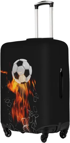 Vista 2 de Funda para equipaje de viaje, protector de maleta, colorido arco iris, lavable, funda elástica para maleta con ruedas, Redes de ruptura de fútbol