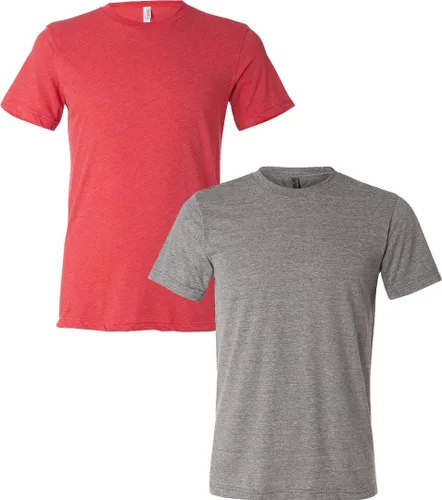 Vista 159 de Bella Canvas 3413c para hombre (1) Triblend verde + (1) Triblend rojo