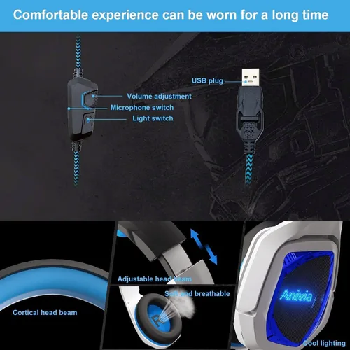 Vista 3 de Auriculares supraaurales estéreo Sades, con cable para PC, de 964 pulgadas, para videojuegos, con micrófono, Blanco