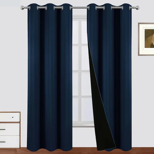 Vista 63 de LEMOMO Cortinas 100% opacas de 38 x 54 pulgadas, 2 paneles de oscurecimiento con aislamiento térmico para dormitorio
