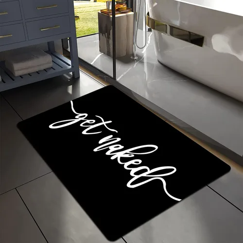 Vista 6 de MUGINYU Get Naked Tapete de Baño, Alfombrillas de Baño Modernas y Divertidas en Blanco y Negro de Secado Rápido Absorbentes Antideslizantes Delgadas