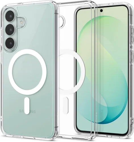 Vista 14 de Spigen Funda para Galaxy S24 Ultra, MagFit Ultra Hybrid [Anti-amarillamiento] [Compatible con MagSafe] [Carga inalámbrica rápida] - Blanco