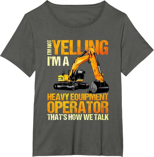 Vista 27 de Camiseta de la retroexcavadora de la construcción del operador del equipo pesado Asphalt Grey