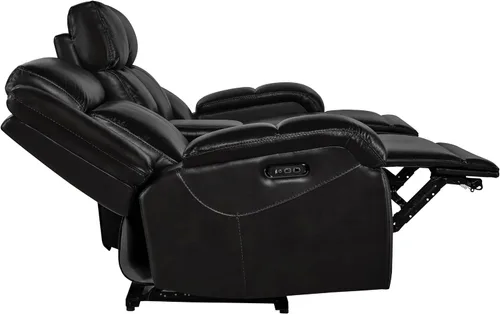 Vista 8 de Watson & Whitely Sofá reclinable eléctrico de piel auténtica, sofás reclinables de pared de 3 plazas con consola de almacenamiento, reposacabezas