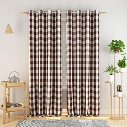 Vista 103 de Cortinas de 24 pulgadas de largo con diseño Buffalo Check Gingham Plaid para ventanas de cocina y baño, tratamiento para ventanas con 2 paneles