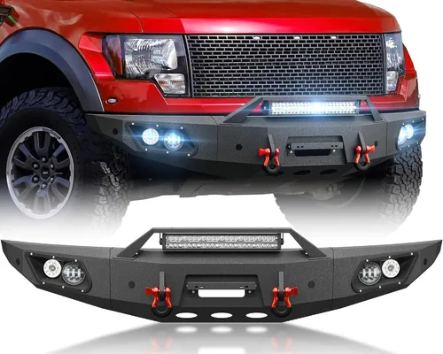 Vista 17 de YZONA Parachoques delantero y trasero compatible con Land Rover Discovery 2 1999-2004 Parachoques Rock Crawler con placa de cabrestante, receptor
