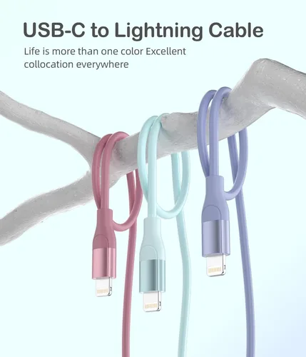 Vista 3 de Cable USB C a Lightning de Apple, paquete de 3 cargadores de iPhone de 6 pies con certificación MFi de carga rápida tipo C a Lightning, cable