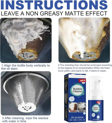 Vista 3 de Spray de burbujas de limpieza multiusos de espuma para cocina, limpiador de grasa de cocina multiusos, espray de limpieza sin enjuague para campana