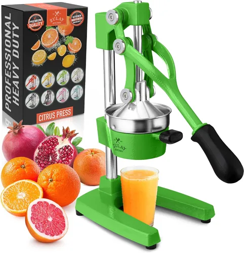 Vista 30 de Zulay Kitchen Exprimidor de hierro fundido, exprimidor de naranja resistente con coladores desmontables para una fácil limpieza, prensa de cítricos