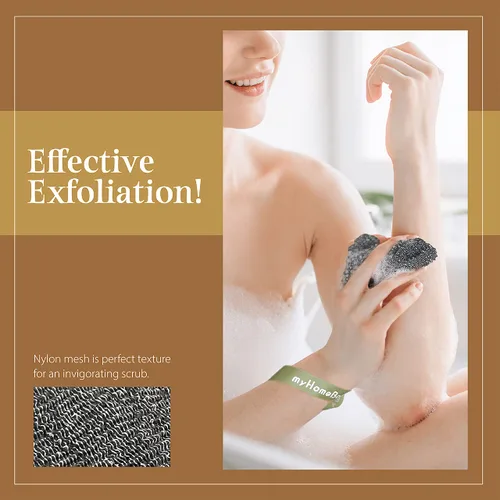 Vista 4 de myHomeBody Bolsa exfoliante con bolsillos de jabón, gris grafito, paquete