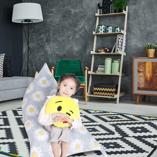 Vista 7 de LOLOMLO Funda para puf de almacenamiento de animales de peluche, lona con margaritas de felpa, artículos de almacenamiento y asiento sentado