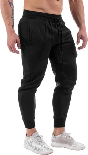 Vista 4 de MECH-ENG Pantalones de correr cónicos para hombre, entrenamiento de culturismo, pantalones deportivos ligeros de secado rápido con bolsillos
