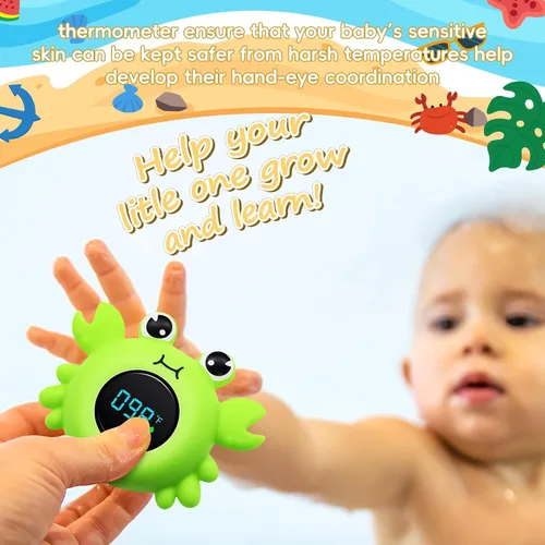 Vista 2 de b&h Termómetro de baño para bebé, lectura instantánea, lector digital de agua y temperatura ambiente, sensor de agua de seguridad para bebés
