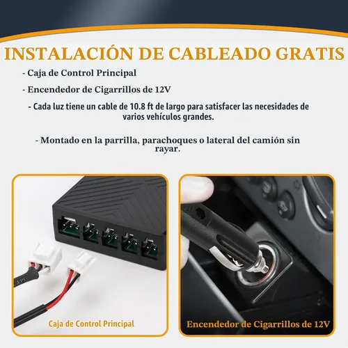 Vista 5 de Kit de luces estroboscópicas de emergencia LED ámbar y blanco, función de sincronización de 8 unidades ámbar blanco