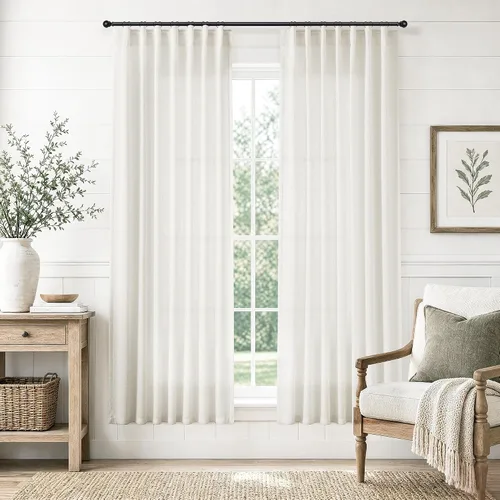 Vista 39 de Jowels Natural Linen Curtains 96 Inches Long 2 Panels for Living Room