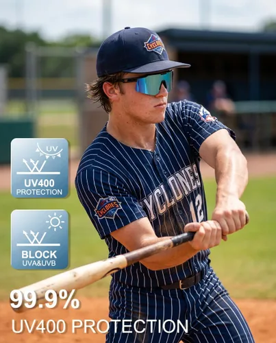 Vista 2 de OULAIQI Gafas de sol de ciclismo para hombres y mujeres, lentes de sol de béisbol juveniles, diseño ligero, protección UV400, gafas deportivas