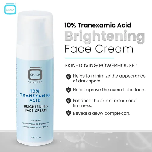 Vista 2 de OMIC Crema 10% de ácido tranexámico – 1 onza líquida / 1.0 fl oz – Crema iluminadora de la piel, reduce la apariencia de manchas oscuras, hidratante