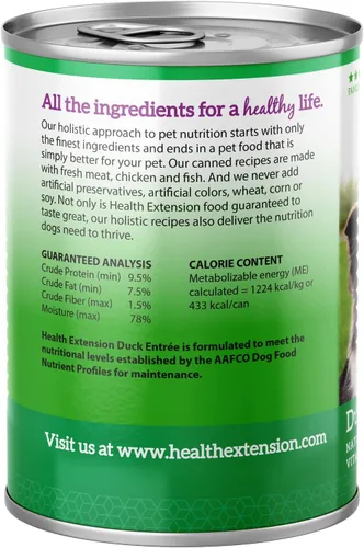 Vista 2 de Health Extension Duck Entrée - Alimento húmedo para perros, sin granos, 12.5 onzas, receta rica en proteínas, soporte de hidratación, ideal