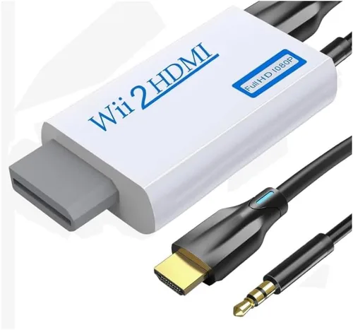 Vista 7 de JIUHCORY Convertidor Wii a HDMI, consola de juegos Wii conectada a monitor de TV de alta definición, por lo que HDMI Upscale a 720p o 1080p salida