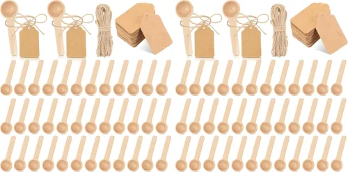 Vista 7 de 50 juegos de cucharas de madera mini de 3 pulgadas, cucharas de madera pequeñas, cucharas pequeñas desechables para frascos de especias, cucharas