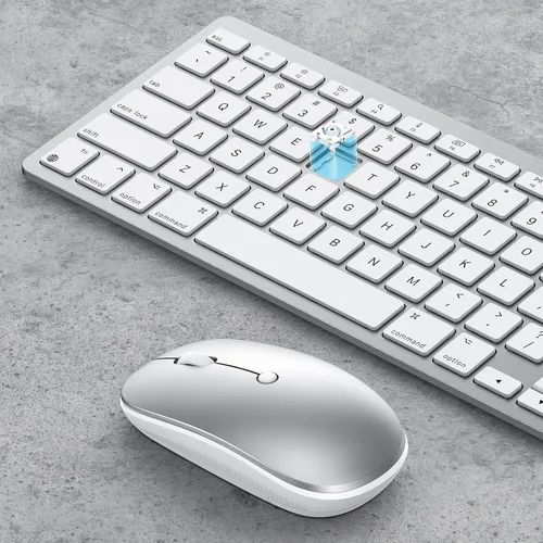 Vista 7 de Teclado y mouse inalámbricos para Mac, teclado de 14 atajos multimedia con mouse DPI ajustable, diseño delgado y portátil, conexión Bluetooth