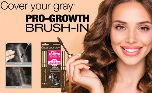 Vista 8 de Cover Your Gray Retocar el cabello Pro-Growth con aceite de ricino, marrón oscuro