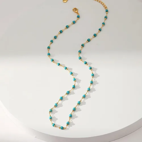 Vista 18 de Gargantilla con cuentas para mujer, chapada en oro de 18 quilates, gargantilla delicada para mujer