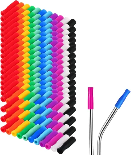 Vista 8 de Zhehao 100 puntas de silicona para pajitas de metal y acero inoxidable