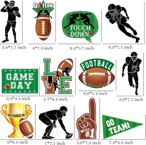 Vista 3 de 24 piezas de centros de mesa de fútbol para fiesta de fútbol, decoración de mesa de rugby para el día del juego, fútbol, touchdown, fiesta, tema