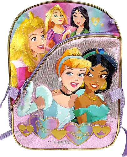 Vista 3 de Disney Princess - Mochila para niñas con bolsa de almuerzo juego de 4 piezas, Princesa 4 piezas