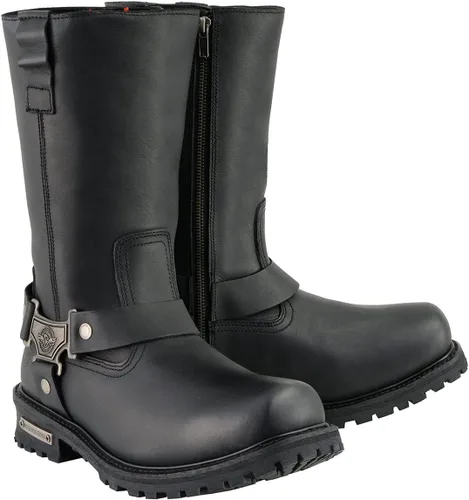Vista 9 de Milwaukee Leather Botas impermeables para hombre, negras, de 11 pulgadas de ancho con puntera cuadrada, con arnés y cremallera MBM9061WP - 7W