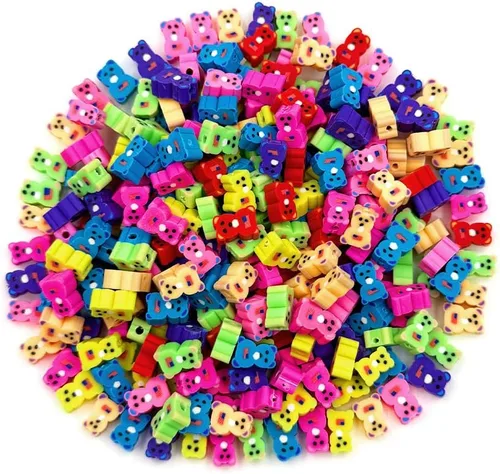 Vista 13 de 200 cuentas de arcilla polimérica de flores, cuentas espaciadoras de flores mixtas para hacer pulseras, collares, joyas