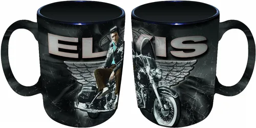 Vista 4 de Midsouth Products Taza grande de 16 oz de Elvis Presley con bandera americana del ejército