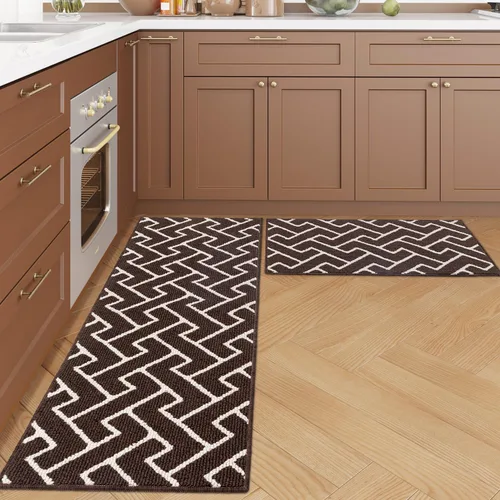Vista 9 de Juegos de alfombras de cocina de 2 piezas - Alfombras de cocina antideslizantes coloridas para piso - Gruesas, alfombra decorativa de piso de cocina