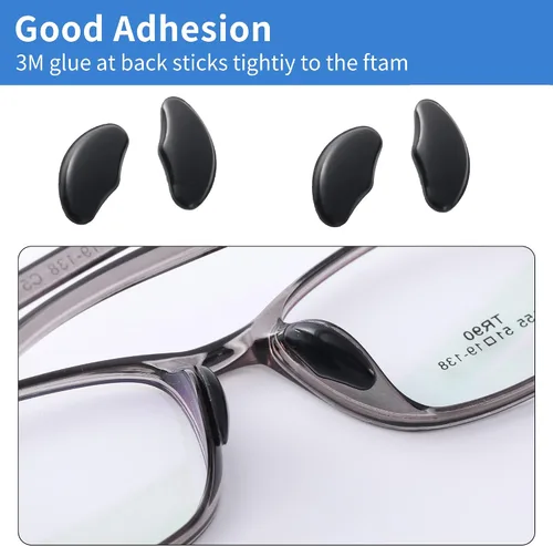 Vista 5 de 10 pares de almohadillas adhesivas para la nariz, en forma de guisante, silicona suave, almohadillas adhesivas para la nariz para lentes, anteojos