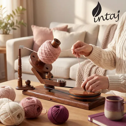 Vista 2 de INTAJ Bobinadora de Hilo de Palisandro - Bobinadora de Madera de Gran Capacidad de 16 oz para Tejer y Crochet - Bobinadora de Ovillos de Palisandro