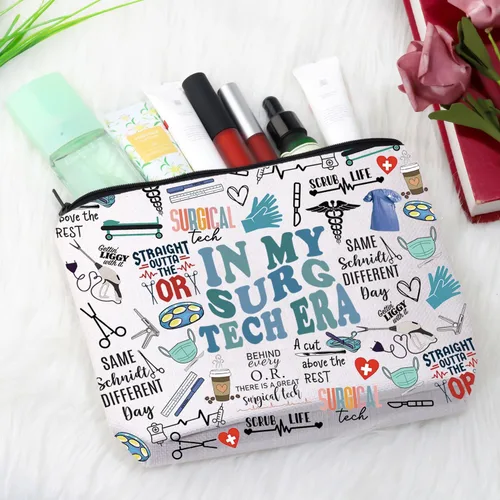 Vista 5 de Regalo de tecnología quirúrgica, regalo para enfermera, médico, regalo en bolsa de maquillaje My Surg Tech, regalo para cirujano tecnólogo Surg Tech