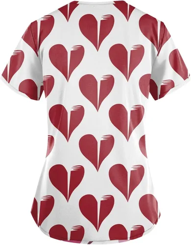 Vista 2 de TREBIN Blusas y tops de vestir para mujer, cuello en V, manga corta con bolsillos impresos
