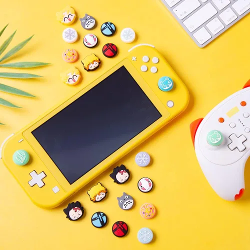 Vista 7 de PERFECTSIGHT 4PCS Cute Switch Thumb Grip Caps for Nintendo Switch OLED Lite Console Joystick Cap Kawaii Soft Silicone Analog Stick Button Cover for