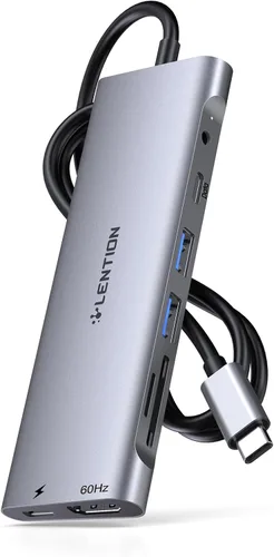 Vista 15 de LENTION 5-in-1 USB-C Hub, 4 USB3.0, 60W Charging, Multiport Adapter Ideal for Work & Study, Stable Driver 3.0 Certified, Compatible with macOS
