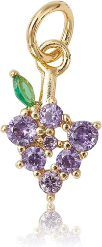 Vista 22 de Ipotkitt - 20 piezas de dijes de cobre con circonita cúbica micropavé en forma de flor con anillo de salto, dijes con forma de planta y flor