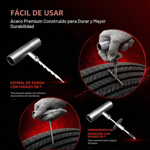 Vista 4 de CKAuto Kit universal de reparación de neumáticos, kit de herramientas de emergencia de coche resistente para reparación de pinchazos de neumáticos