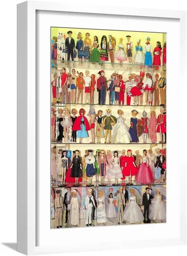 Vista 6 de ART Impresión artística de pared Barbie Doll Collection, retro sobre marco negro, 17 x 23 pulgadas