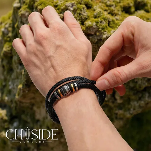 Vista 6 de Pulsera Para Mi Hombre, Pulsera Para Esposo Regalo De Esposa, Pulseras Para Hombres Regalo, Pulseras De Cuero Trenzado Y Acero Inoxidable Con