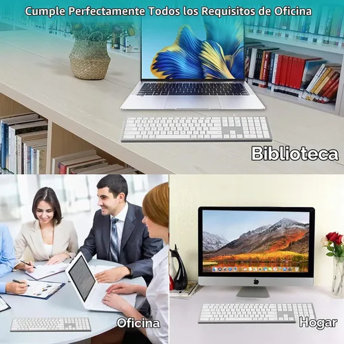 Vista 7 de Teclado con cable para Mac, teclado compatible con Apple, tamaño completo, 20 teclas de acceso directo multimedia, USB A/USB C, para Apple Mac