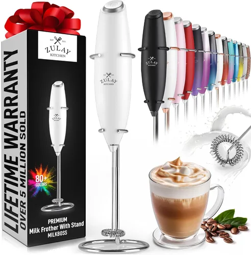 Vista 347 de Zulay Milk Boss Espumador de leche potente manual, hace espuma para latte, batidor para mezclar bebidas, café, miniespumador para capuchino, frappé