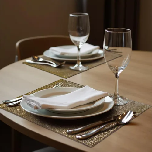 Vista 3 de Decozen Juego de 6 manteles individuales con diseño perforado para decoración de cocina, resistente a los arañazos, resistente a las manchas