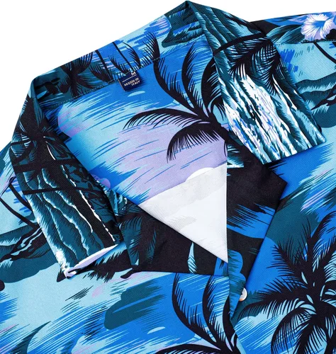 Vista 2 de Alimens & Gentle Camisa hawaiana casual de manga corta de algodón de ajuste regular para hombre