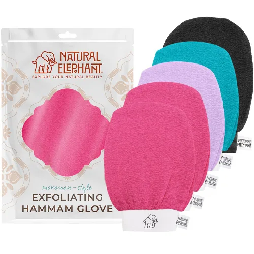 Vista 17 de Natural Elephant Guantes exfoliantes para hammam, guantes exfoliantes faciales y corporales, paquetes de 5 y 10
