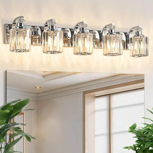 Vista 12 de Lámparas de baño negras con pantalla de cristal K9, iluminación de baño sobre espejo, luces de tocador para sala de estar, dormitorio, baño